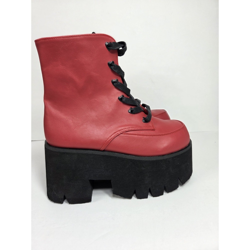 Demonia Ashes-57 Red platform  boots  Heart Eyelets Women Sz 9 Goth Punk